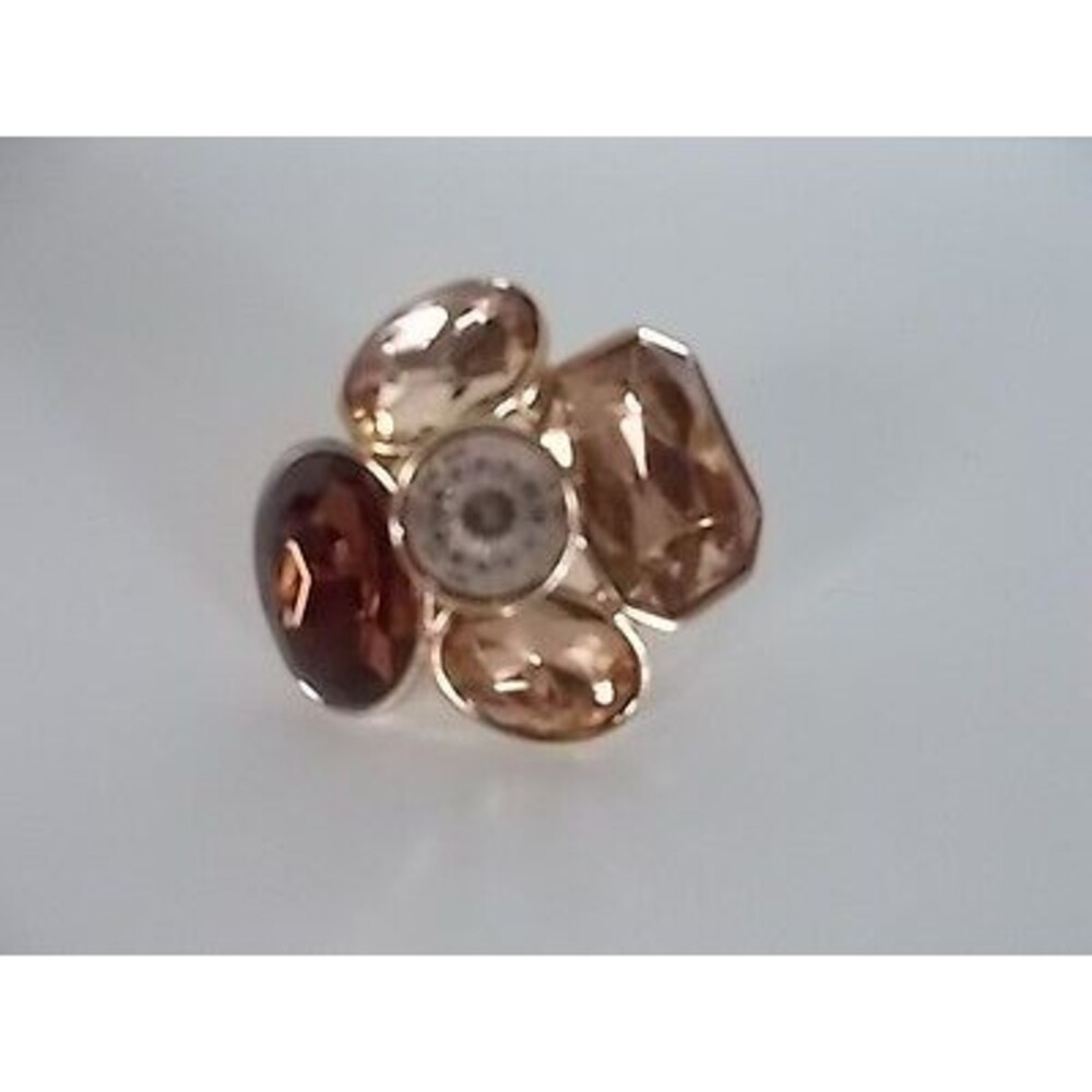 Banana Republic Women's Large Crystal Bronze Flower Cocktail Ring 6 NWT 49